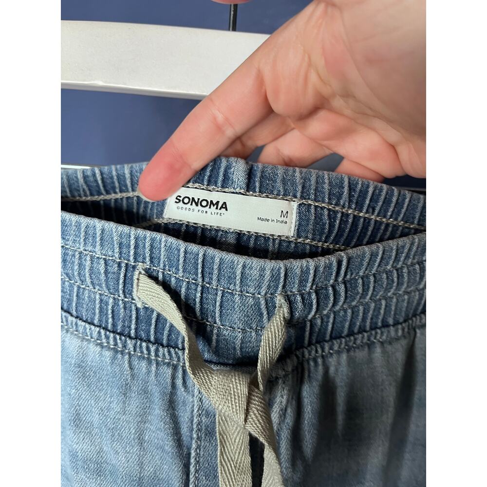 Sonoma Goods For Life Chambray Cargo Jogger Pants Blue Medium NWOT - Picture 5 of 6